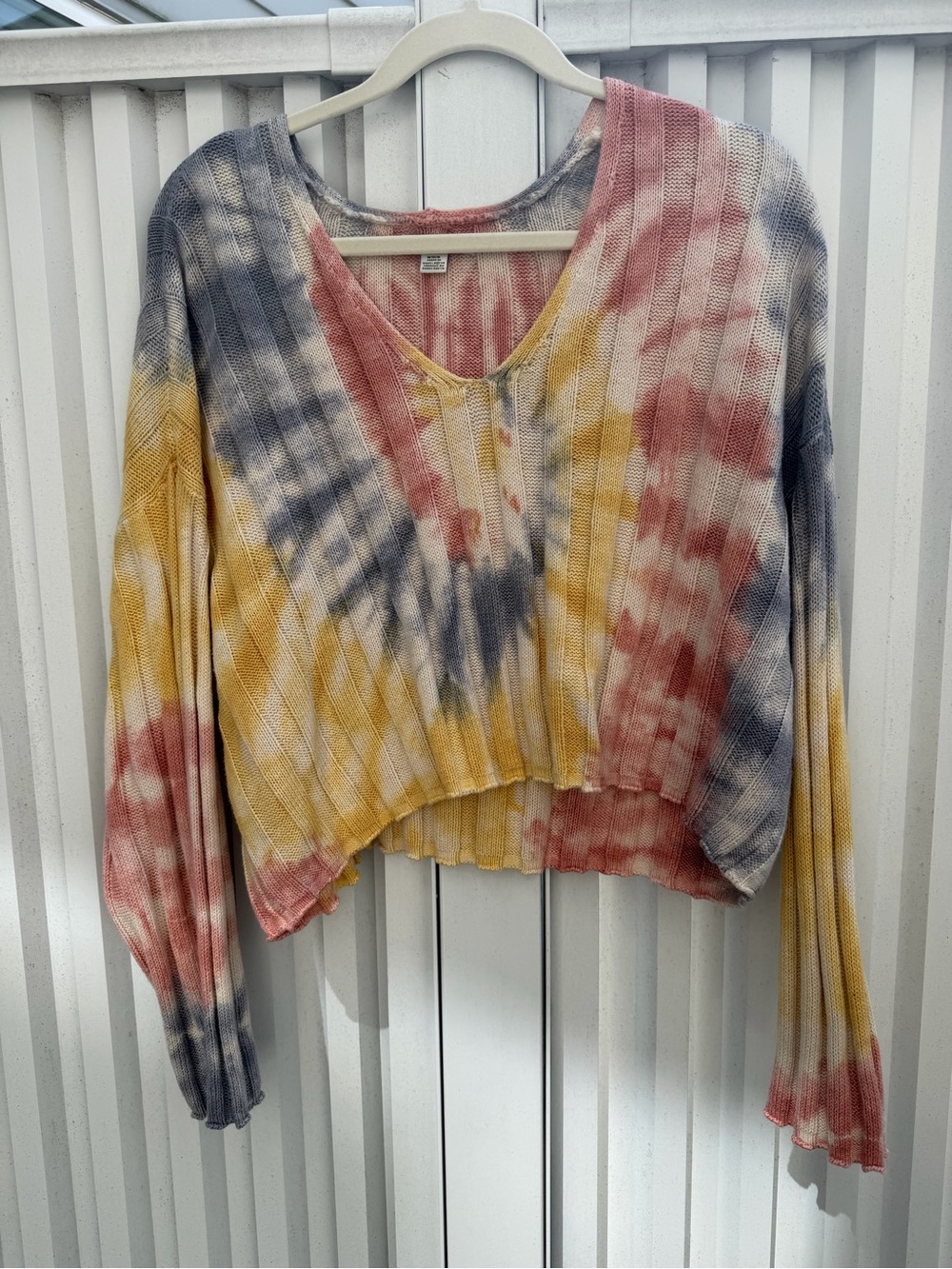 American Eagle Tie Dye Ribbed Cropped Sweater Medium